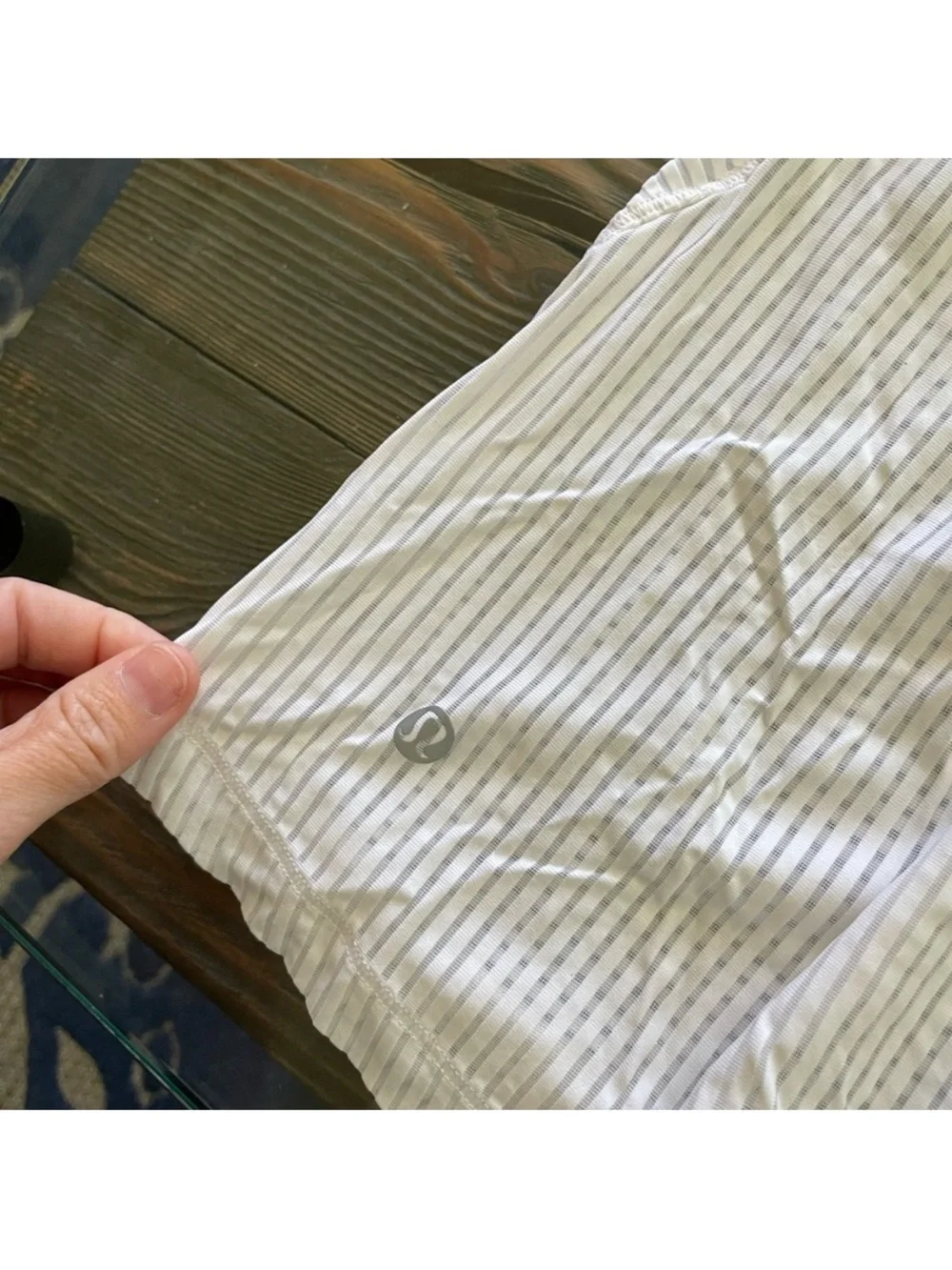 Lululemon White Striped Tie Back Racerback Tank Top Women’s Small